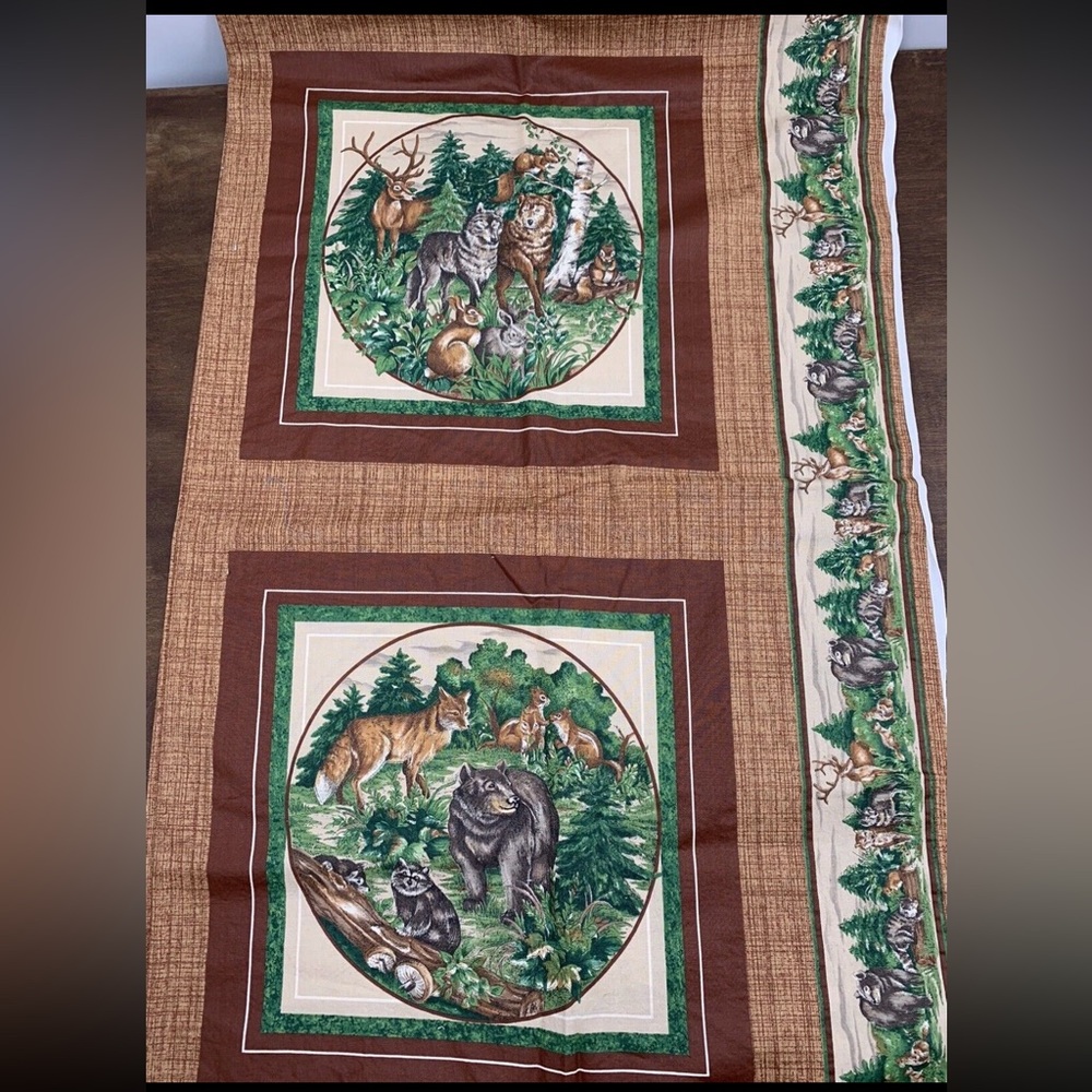 VIP Cranston Fabrics Forest Animals Bear Racoon Wolf Deer Bunnies Pillow Panel